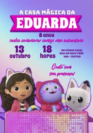 Convite Aniversário A Casa Mágica da Gabby para Editar Online