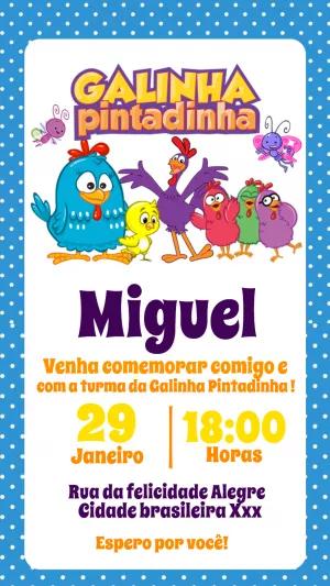 Convite Aniversário Galinha Pintadinha para Editar Online