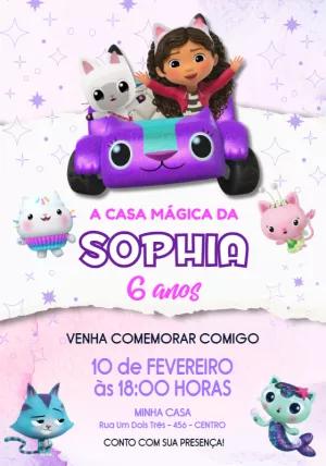 Convite Aniversário A Casa Mágica da Gabby para Editar Online