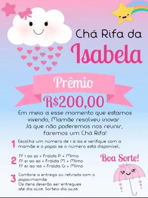 Convite Chá Rifa Chuva de Amor para Editar e Enviar Online