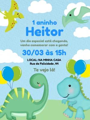 Convite de Aniversário Dinossauro Baby Editável Online