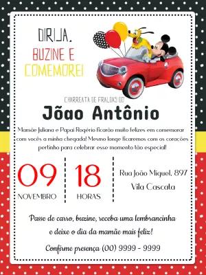 Convite Charreata de Fraldas Mickey para Editar Online