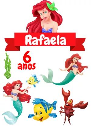 Topo de Bolo Pequena Sereia com Personagens para Editar Online