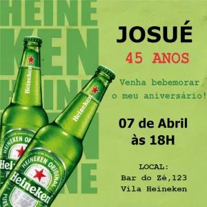 Convite de Aniversário Heineken para Editar Online