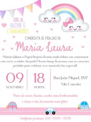 Convite Charreata de Fraldas Chuva de Amor para Editar Online