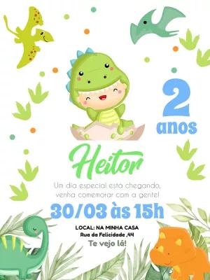 Convite Aniversário Dinossauro Baby para Editar Online