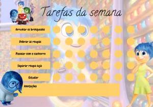 Quadro de Tarefas Divertidamente com Personagens para Editar