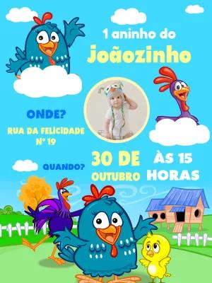 Convite Aniversário Galinha Pintadinha com Foto para Editar