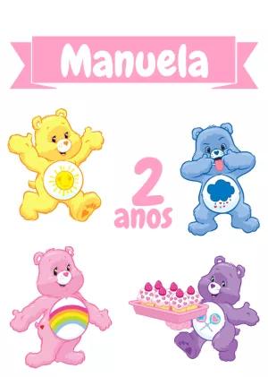 Topo de Bolo Aniversário Ursinhos Carinhosos para Editar