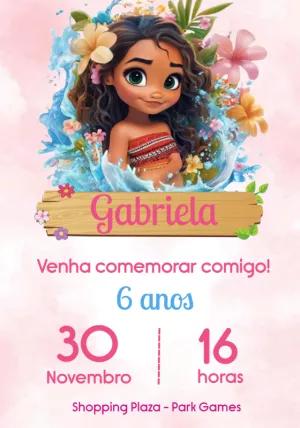 Convite de Aniversário Moana Baby para Editar Online