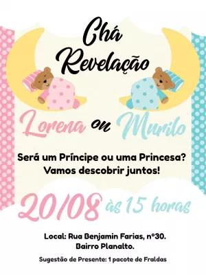 Convite Chá Revelação Ursinhos na Lua para Editar Online