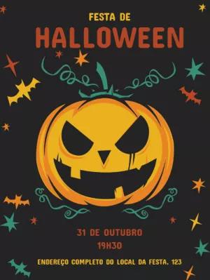 Convite de Halloween com Abóbora Assustadora para Editar Online