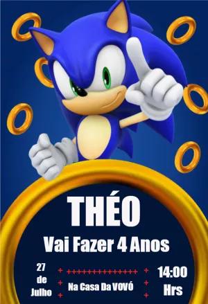 Convite de Aniversário Sonic do Game para Editar Online