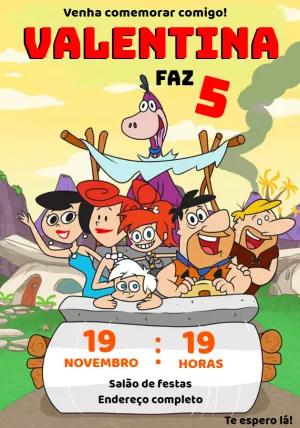 Convite de Aniversário Os Flintstones para Editar Online