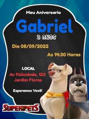 Convite Aniversário Superpets com Personagens para Editar