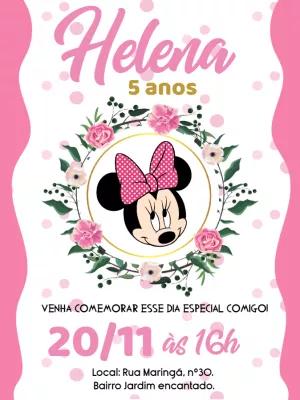 Convite Aniversário Minnie Mouse Rosa para Editar Online