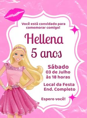 Convite de Aniversário Barbie Princesa para Editar Online