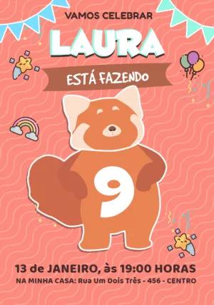Convite Aniversário Red: Crescer é uma Fera para Editar