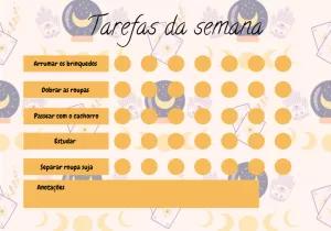 Quadro de Tarefas Semanais Astros para Editar e Imprimir