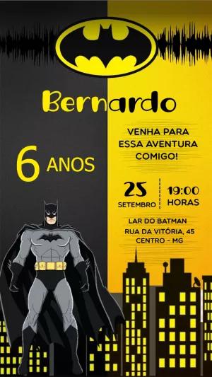 Convite de Aniversário Batman para Editar e Enviar Online