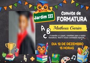 Convite de Formatura Infantil com Foto para Editar Online
