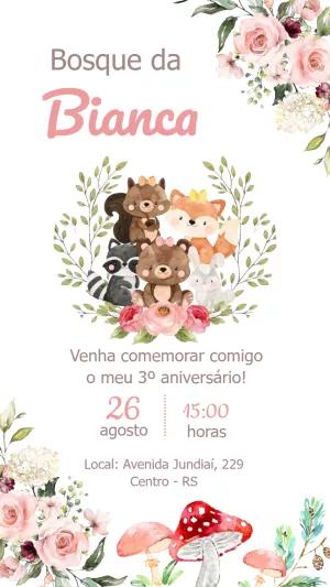 Convite Aniversário Bosque Encantado com Animais para Editar