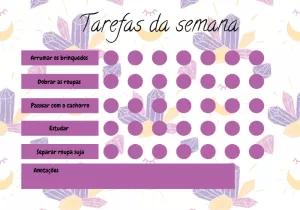 Quadro de Tarefas Cristais Mágicos para Editar e Imprimir