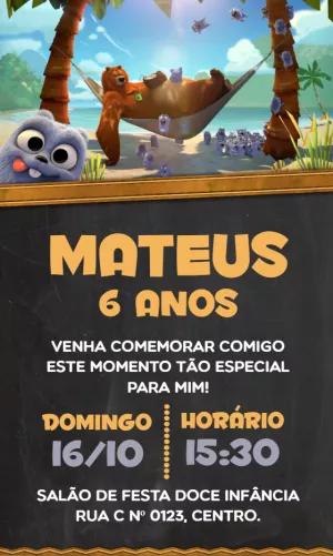 Convite Aniversário Grizzy e os Lemmings para Editar Online