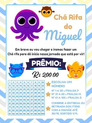 Convite Chá Rifa Bolofofos com Personagens para Editar Online