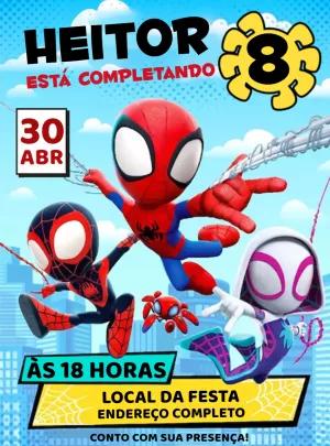 Convite Aniversário Spidey e Seus Amigos para Editar Online
