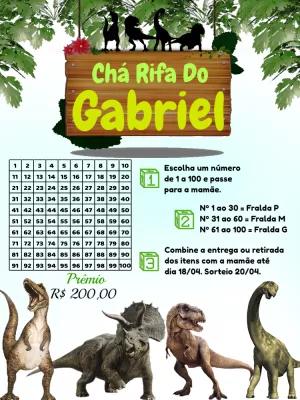 Chá Rifa Dinossauros: Modelo Editável para Enviar Online