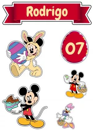 Topo de Bolo Páscoa do Mickey Mouse para Editar Online