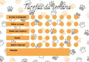 Quadro de Tarefas Infantil Patinhas para Editar Online