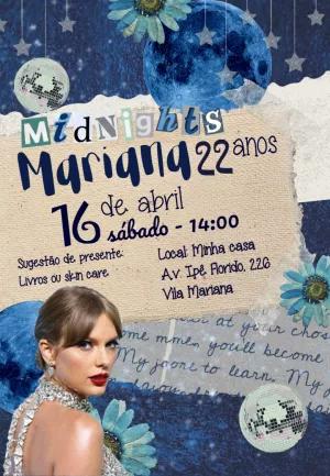 Convite de Aniversário Taylor Swift Midnights para Editar