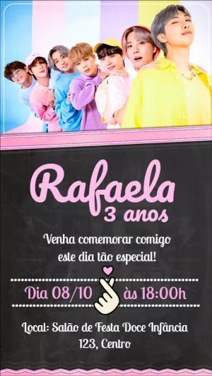 Convite de Aniversário BTS para Editar e Imprimir