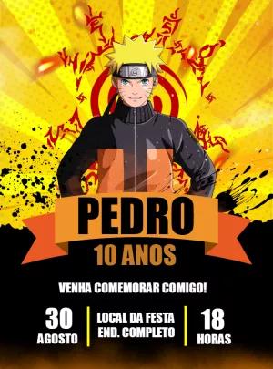 Convite de Aniversário Naruto para Editar e Enviar Online