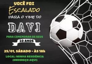 Convite Aniversário Futebol com Bola na Rede para Editar Online