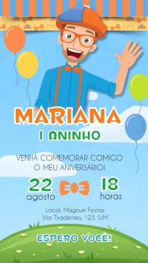 Convite de Aniversário Blippi para Editar Online