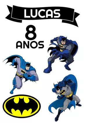Topo de Bolo Aniversário Batman para Editar e Imprimir
