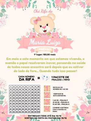 Chá Rifa Ursinha Princesa para Editar Online e Imprimir