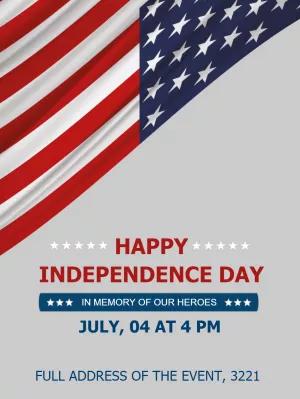 Editable Independence Day Invitation with American Flag
