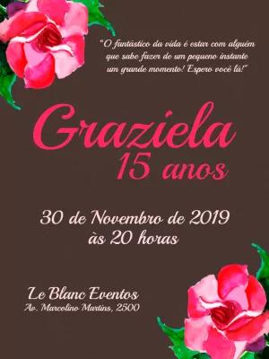 Convite de 15 Anos Floral Marrom para Editar Online
