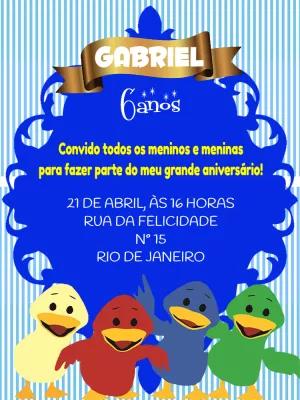 Convite Aniversário Patinhos Coloridos para Editar Online