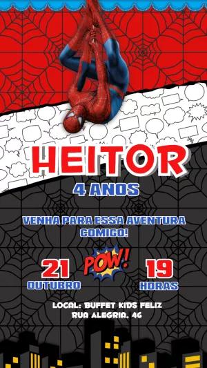 Convite de Aniversário Homem Aranha para Editar Online