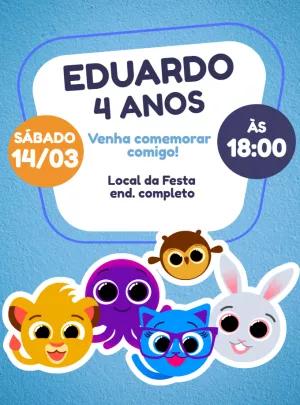 Convite Aniversário Bolofofos Azul para Editar Online