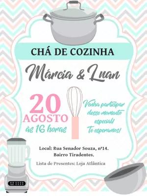 Convite Chá de Cozinha com Utensílios Fofos para Editar