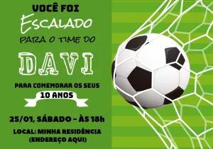 Convite Aniversário Futebol com Bola na Rede para Editar Online