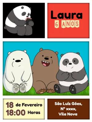 Convite de Aniversário Ursos sem Curso para Editar Online