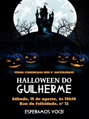 Convite Aniversário Halloween Assustador para Editar Online