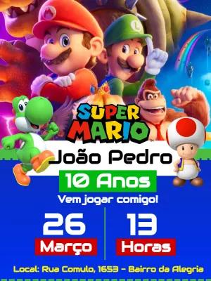 Convite Aniversário Super Mario Bros para Editar Online